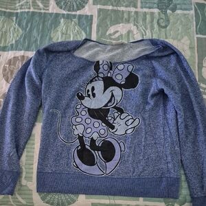 Disney Women's Heather Blue Minnie Mouse Sweater